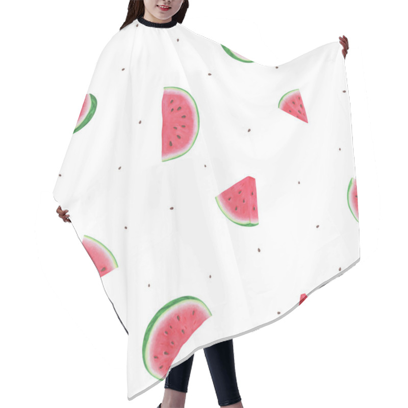 Personality  Seamless Pattern With Watermelon Slices On White Background. Vector Illustration Hair Cutting Cape