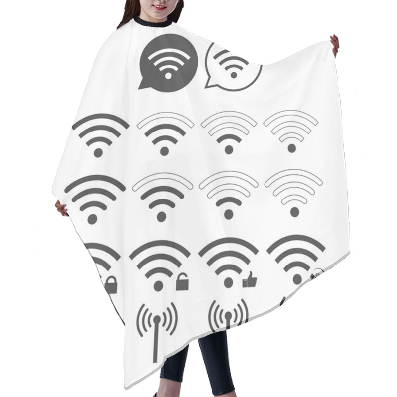 Personality  Set Of Wi-Fi Icons Hair Cutting Cape