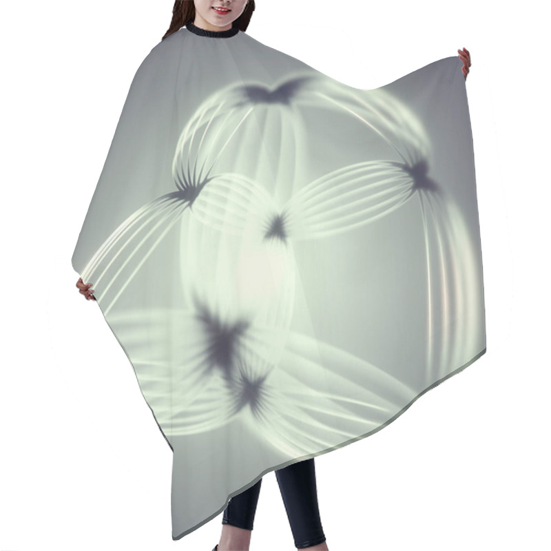 Personality  Digital Abstraction With A Geometric Figure Made Of Thin Oval Lines With A Gradient From Black To White, Creating A Stylish Monochrome Effect. 3d Rendering Hair Cutting Cape