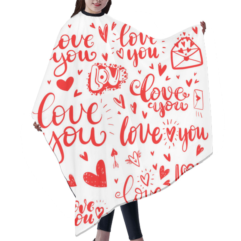 Personality  Set Of Love Hand Drawn Quotes In Love Hair Cutting Cape