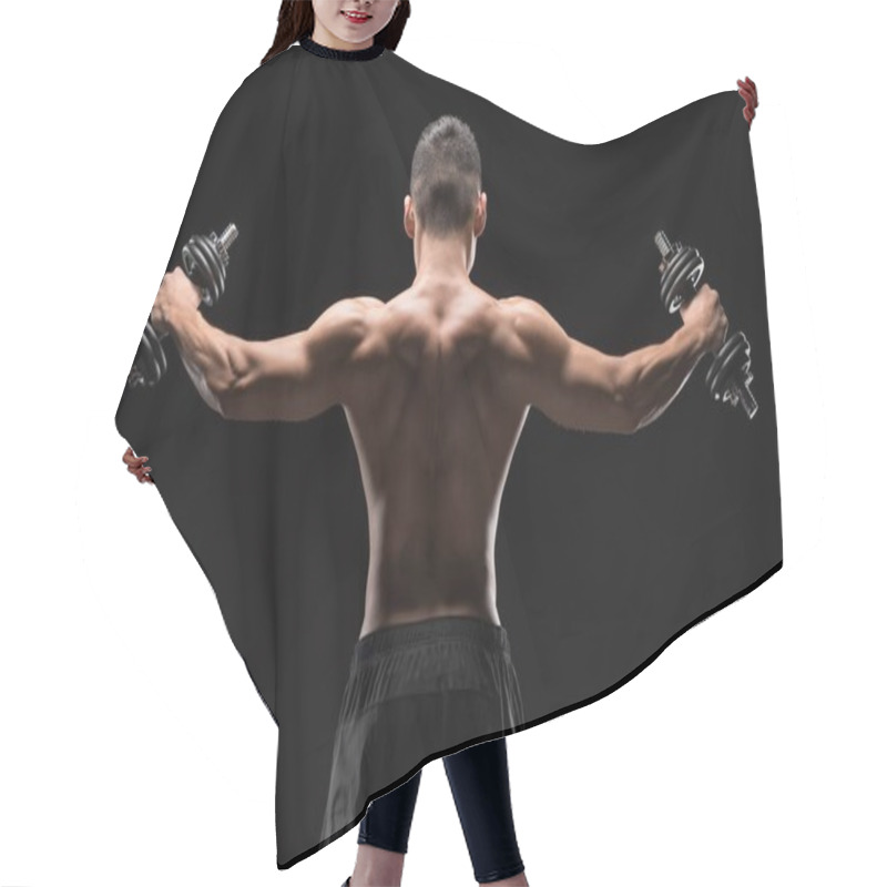 Personality  Muscular Man With Dumbbells Hair Cutting Cape