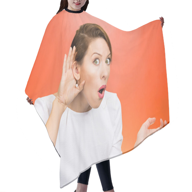 Personality  Nosy Woman Hand To Ear Gesture Hair Cutting Cape