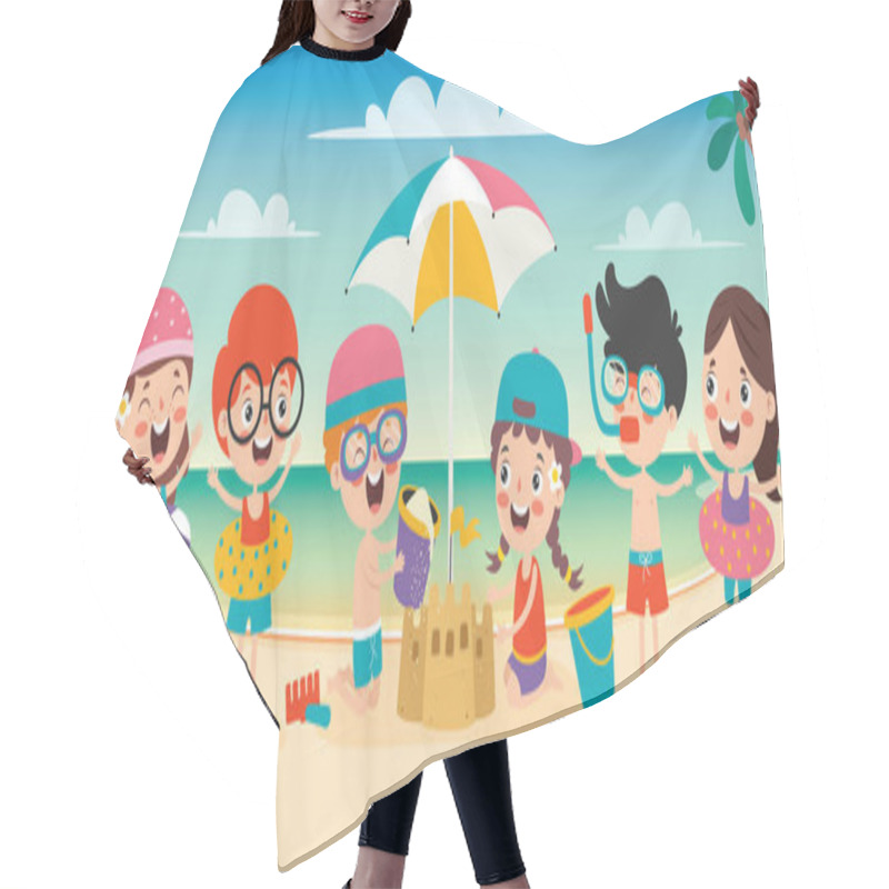 Personality  Flat Summer Banner With Cartoon Character Hair Cutting Cape