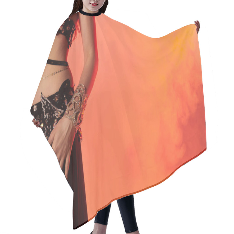 Personality  Woman In Belly Dance Attire Striking A Pose For A Portrait. Hair Cutting Cape