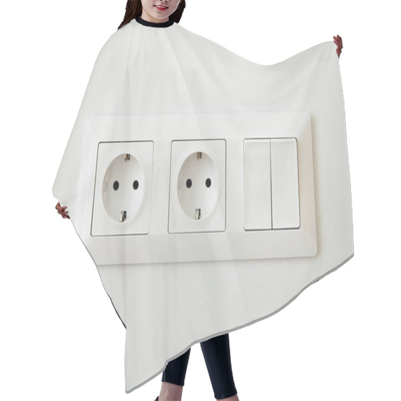 Personality  Power Sockets Near Switch On White Wall Hair Cutting Cape