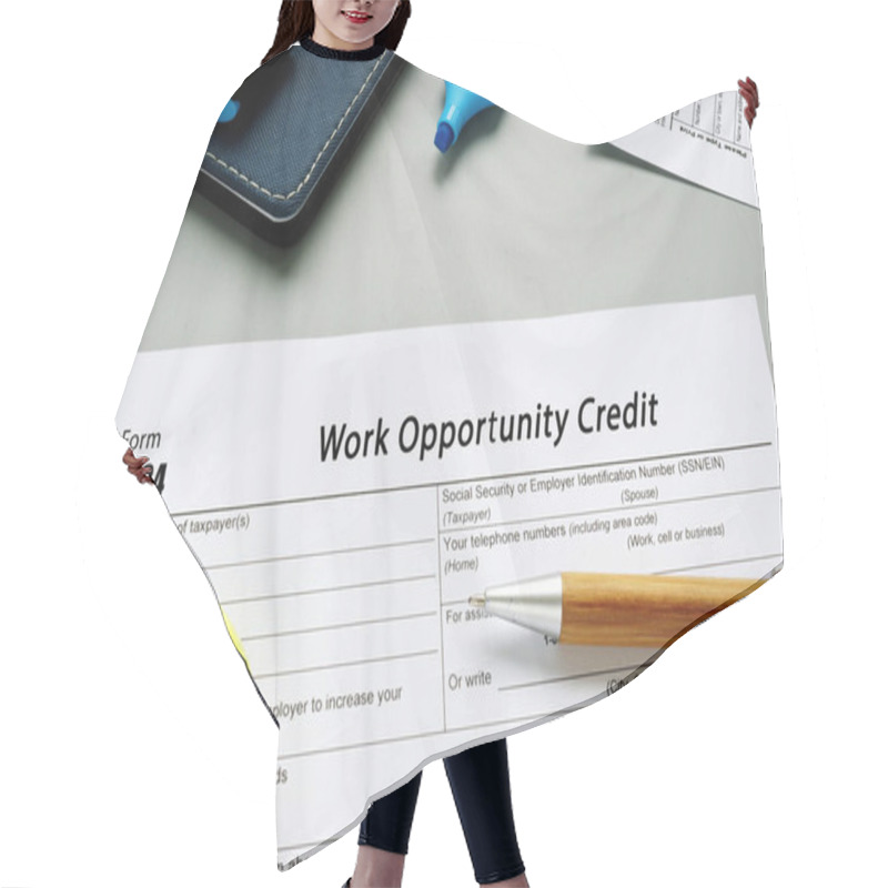 Personality  Form 5884 Work Opportunity Credit Sign On The Piece Of Paper Hair Cutting Cape