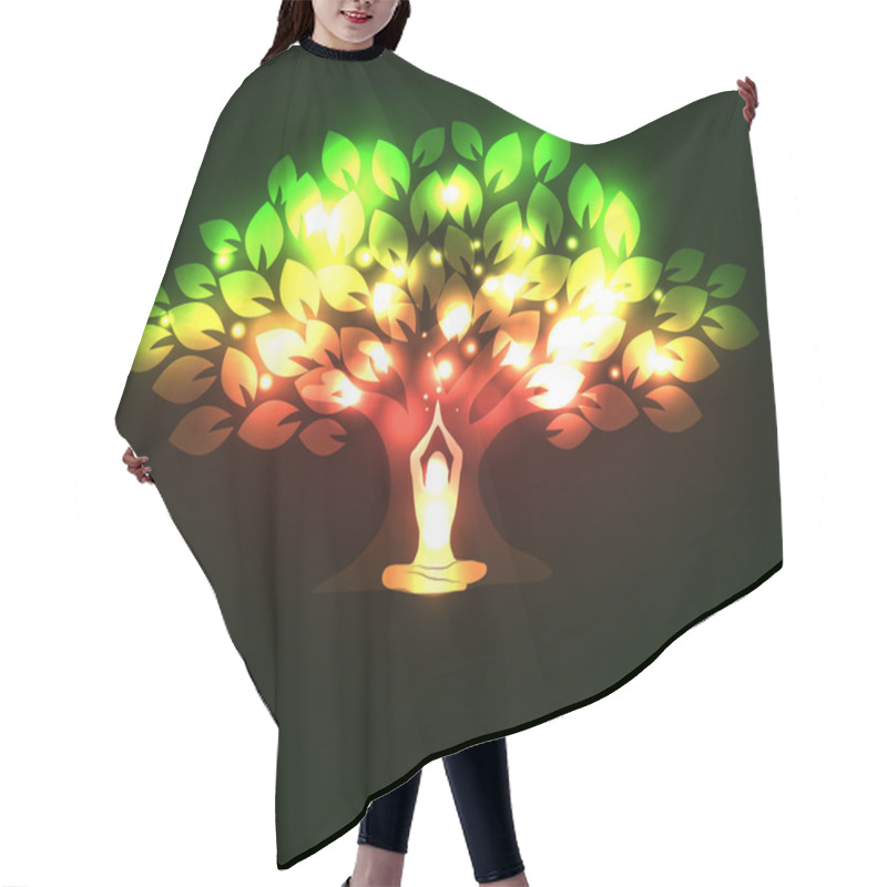 Personality  Sparkling Tree And Woman In Yoga Pose Hair Cutting Cape