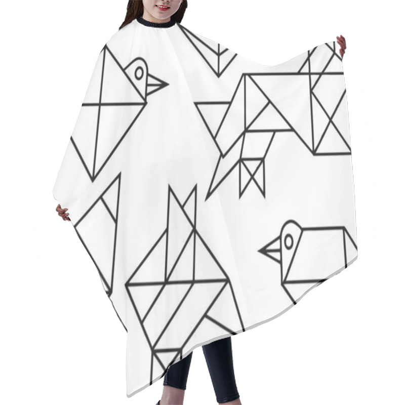 Personality  Minimalist Group Of Birds Illustration With Unique Geometric Designs Hair Cutting Cape