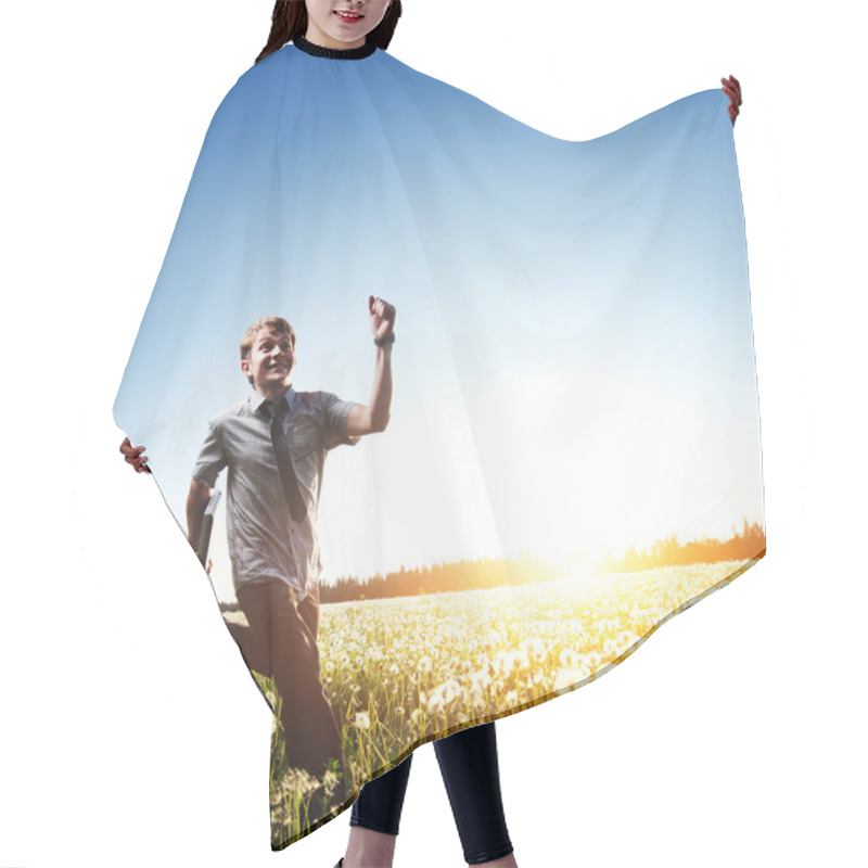 Personality  Man On Meadow Hair Cutting Cape