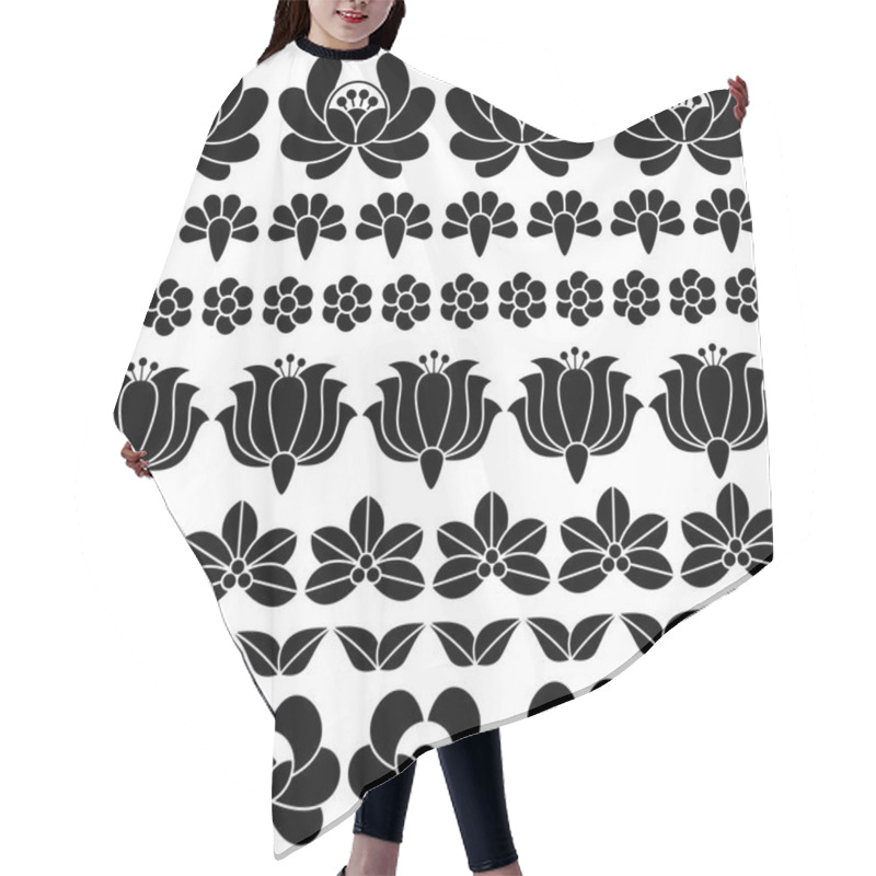 Personality  Seamless Hungarian Black Folk Art Pattern - Floral Kalocsai Embroidery  Hair Cutting Cape