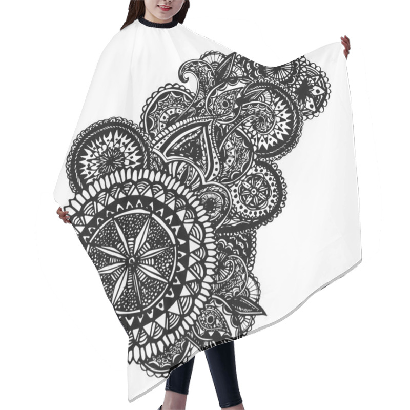 Personality  Black And White Ornate Hand Drawn Hair Cutting Cape