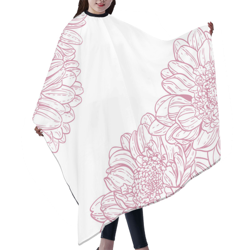 Personality  Line Drawings Pink Chrysanthemum Hair Cutting Cape