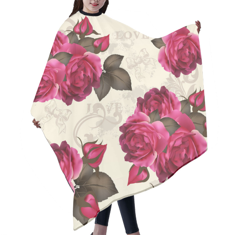 Personality  Beautiful Vector Seamless Floral Pattern With Roses Hair Cutting Cape