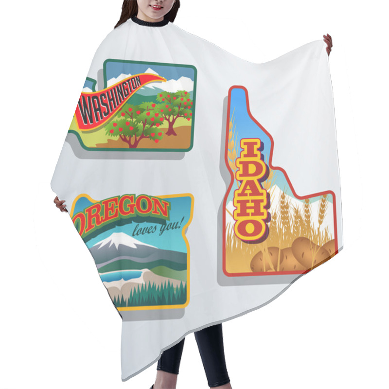 Personality  Northwest United States Idaho, Oregon, Washington Retro Sticker Patch Designs Hair Cutting Cape