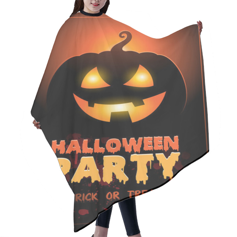 Personality  Halloween Party Design Template With Pumpkin And Place For Text Hair Cutting Cape