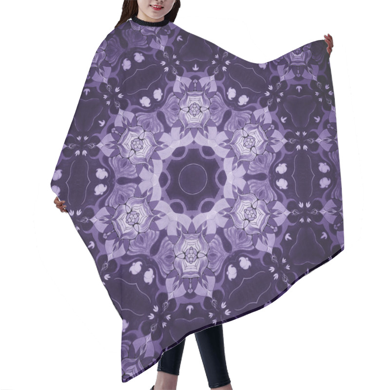 Personality  Mandala Purple Flower Hair Cutting Cape