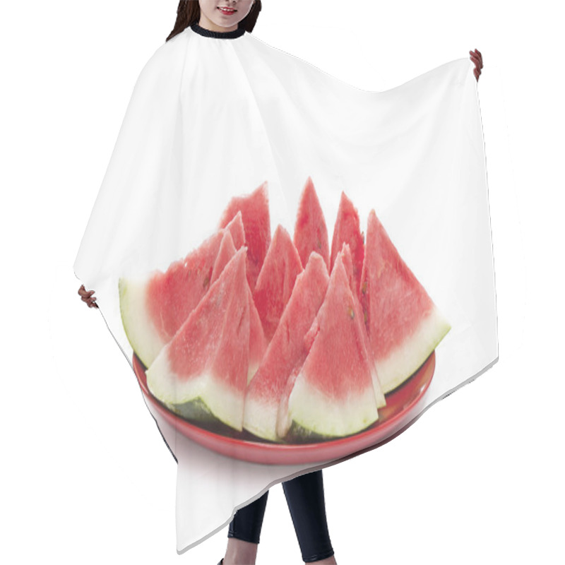 Personality  Pieces Of Watermelon On A Plate Isolated Hair Cutting Cape