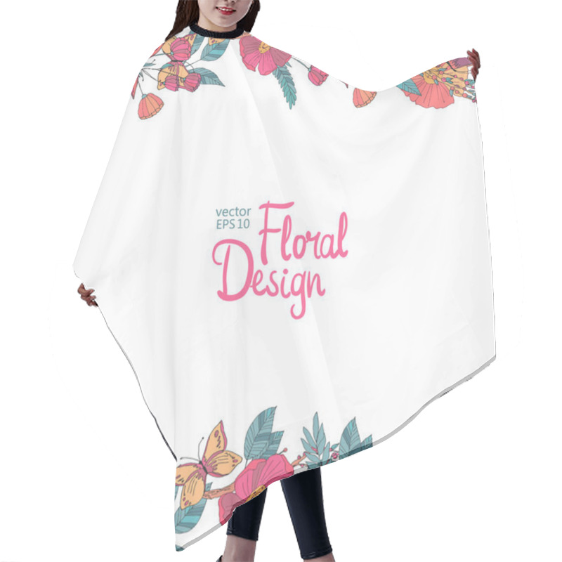 Personality  Floral Border With Flowers Berries And Butterfly Hair Cutting Cape