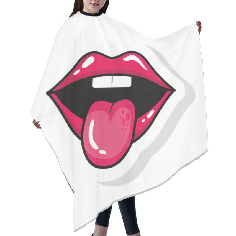 Personality  Sexy Mouth With Tongue Out Pop Art Style Icon Hair Cutting Cape