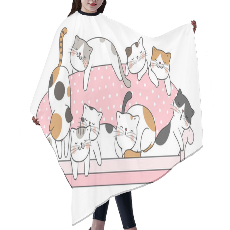 Personality  Draw Cats Sleep On Pink Sofa Hair Cutting Cape