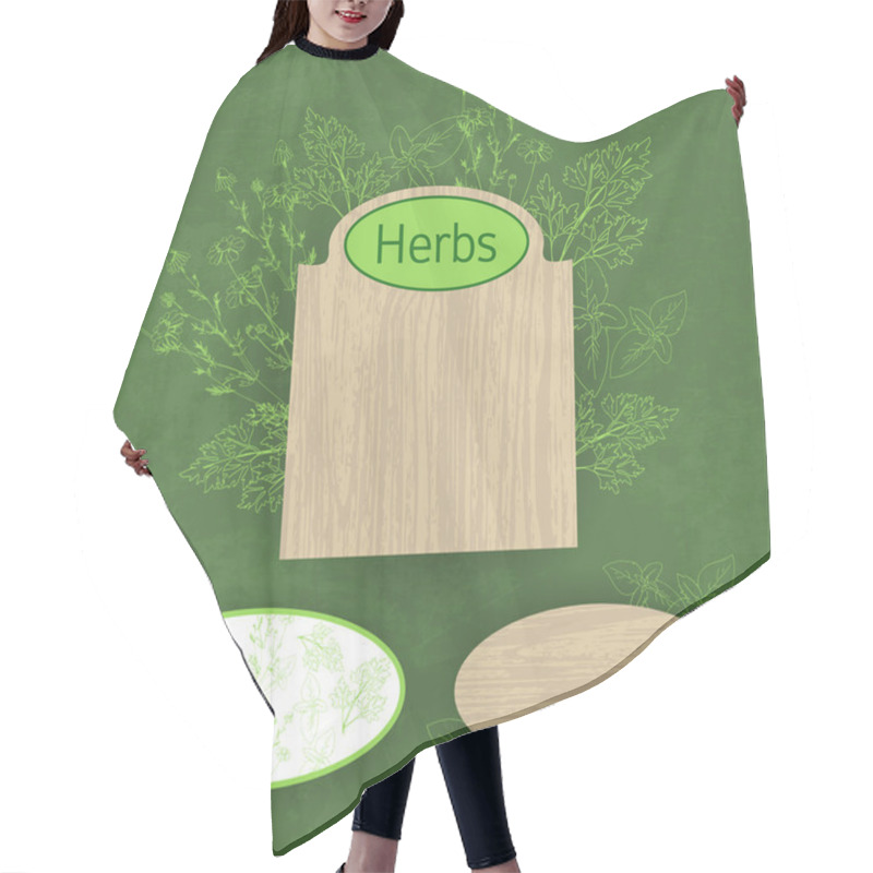 Personality  Green Herbal Background, Vector Illustration  Hair Cutting Cape