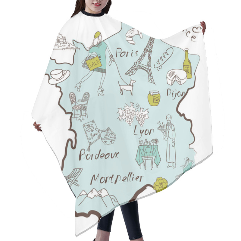 Personality  Map Of France. Hair Cutting Cape