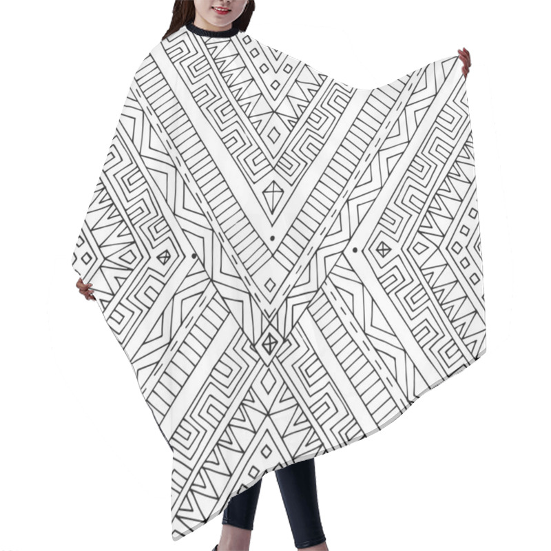 Personality  Seamless Asian Ethnic Black And White Pattern Hair Cutting Cape