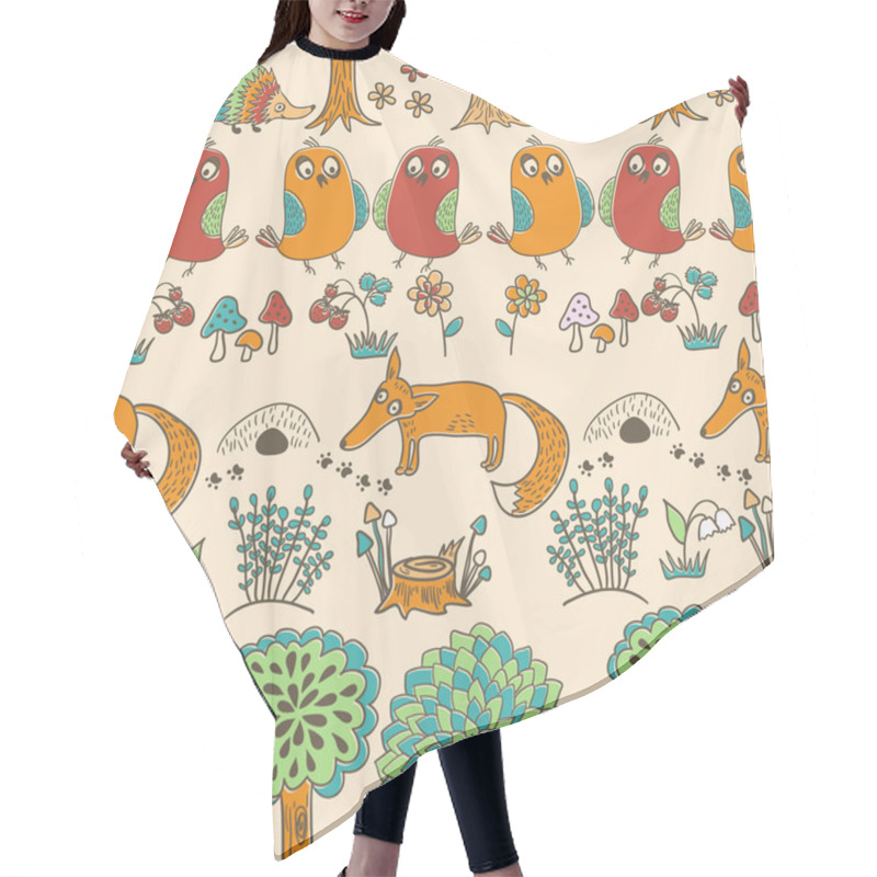 Personality  Seamless Pattern With Birds And Hedgehogs Hair Cutting Cape