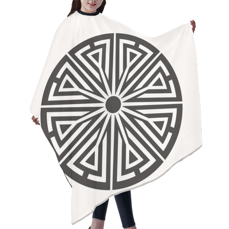 Personality  Sacred Geometry. Stylized Compass Of Vikings. Wind Rose. Secret Symbol Of Geometry. Alchemy, Astronomy, Astrology Of Celts. Black Ethnic Totemic Geometric Tattoo. Vector Illustration.  Hair Cutting Cape