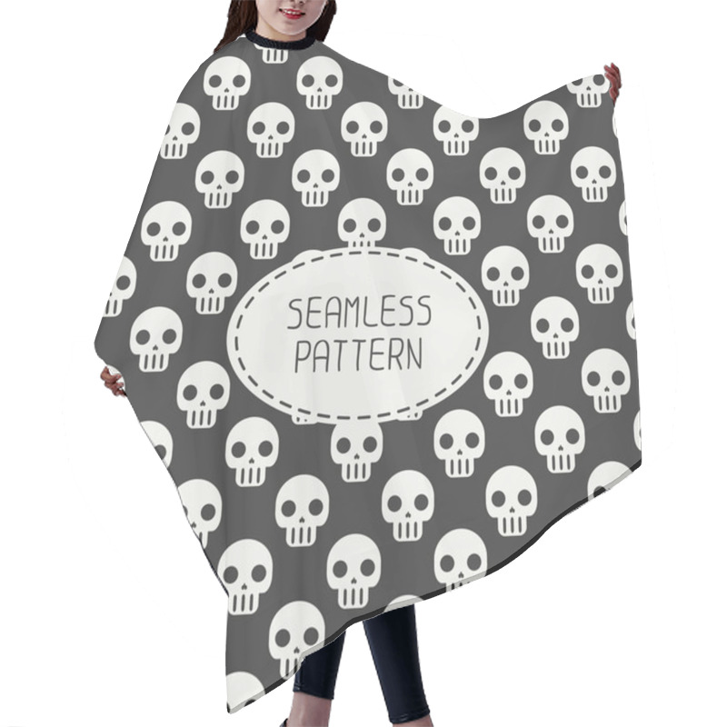 Personality  Geometric Hipster Seamless Pattern With Skulls And Bones. Wrapping Paper. Scrapbook Paper. Tiling. Vector Illustration. Background. Graphic Texture For Design. Happy Halloween. Trick Or Treat.  Hair Cutting Cape