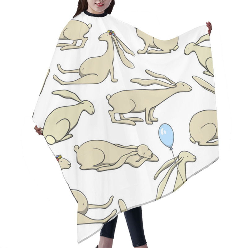 Personality  Hand Drawn Hares Pattern Hair Cutting Cape