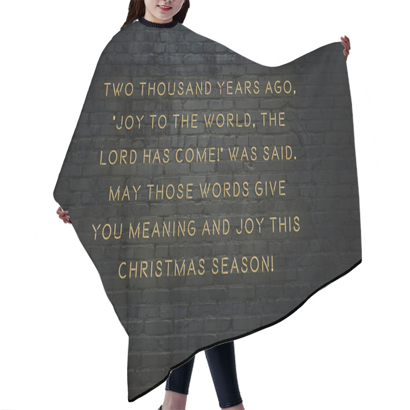 Personality  Neon Inscription Of Christmas And New Year Greetings On Brick Wall Hair Cutting Cape