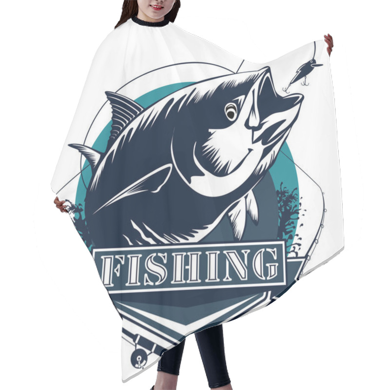 Personality  Tuna Logo Blue Hair Cutting Cape