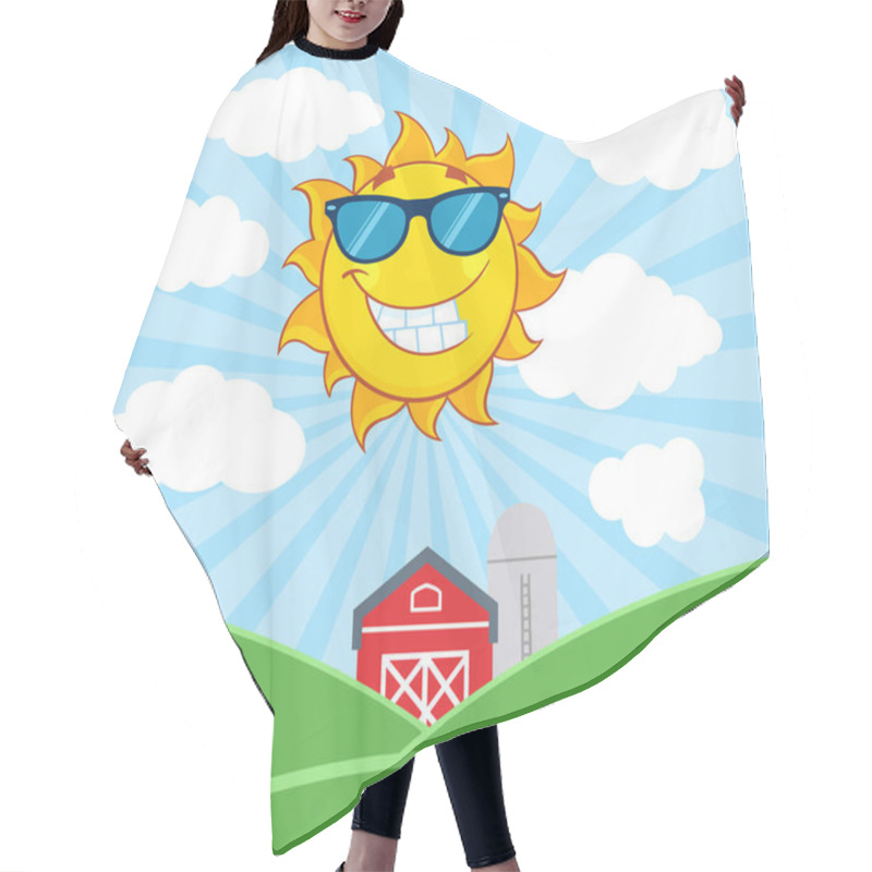 Personality  Smiling Sun Mascot Cartoon Character  Hair Cutting Cape