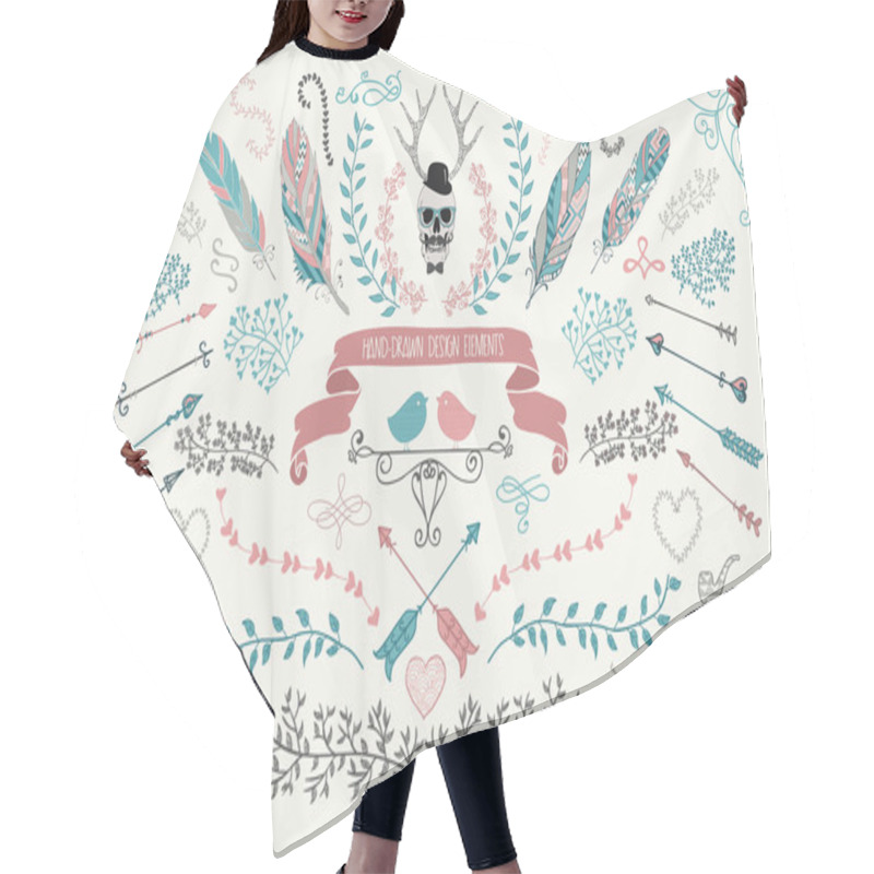 Personality  Hand-Drawn Floral Design Elements Hair Cutting Cape