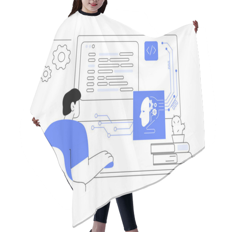 Personality  AI Engineer Isolated Cartoon Vector Illustrations. Professional AI Engineer Creating Robotic AI Models Using Machine Learning Algorithms, IT Technology, Data Transfer, Big Data Vector Cartoon. Hair Cutting Cape