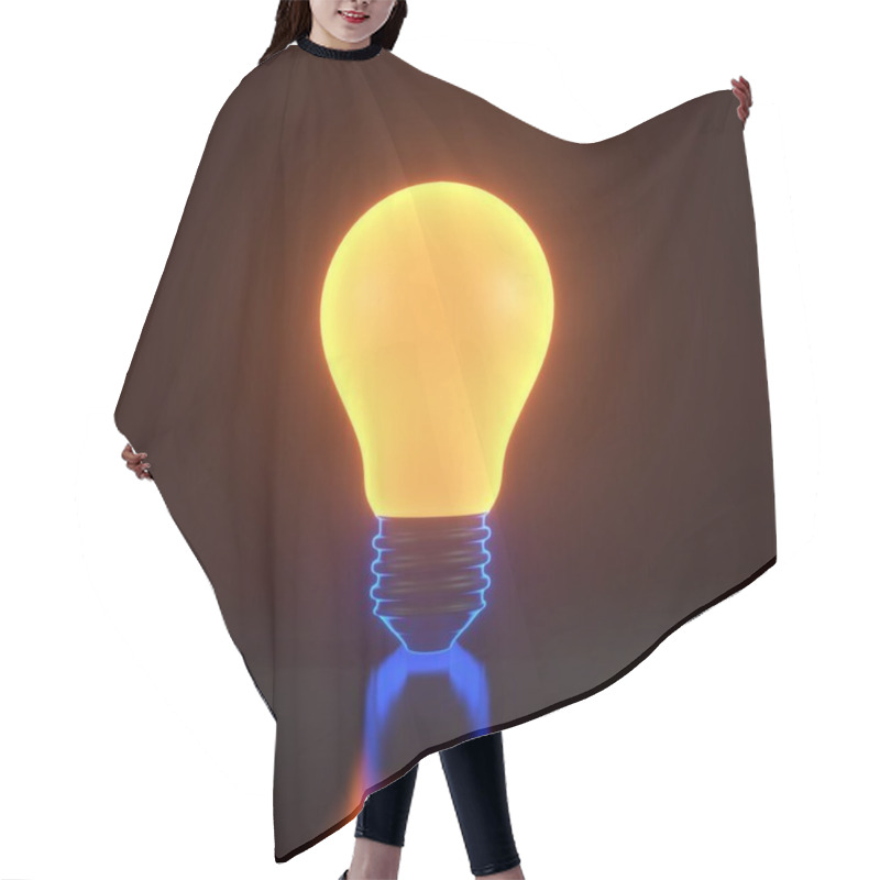 Personality  Light Bulb With Bright Glowing Futuristic Orange Neon Lights On A Black Background. Bright Idea Concept. 3D Render Illustration Hair Cutting Cape