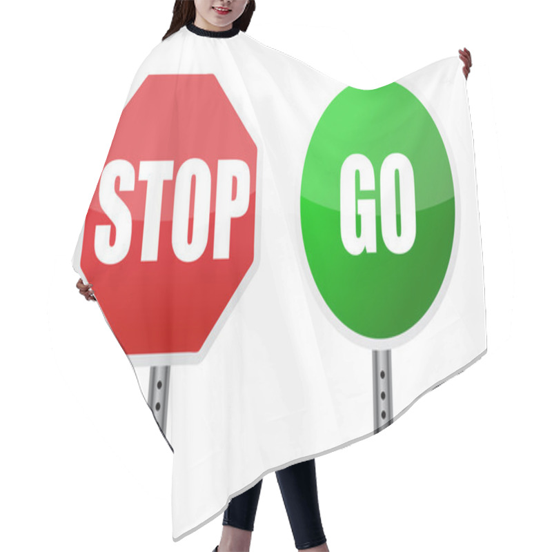 Personality  Stop Go Sign Illustrations Over A White Background Hair Cutting Cape