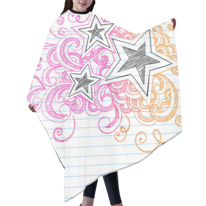 Personality  Sketchy Stars And Swirls Doodles Back To School Vector Design Hair Cutting Cape