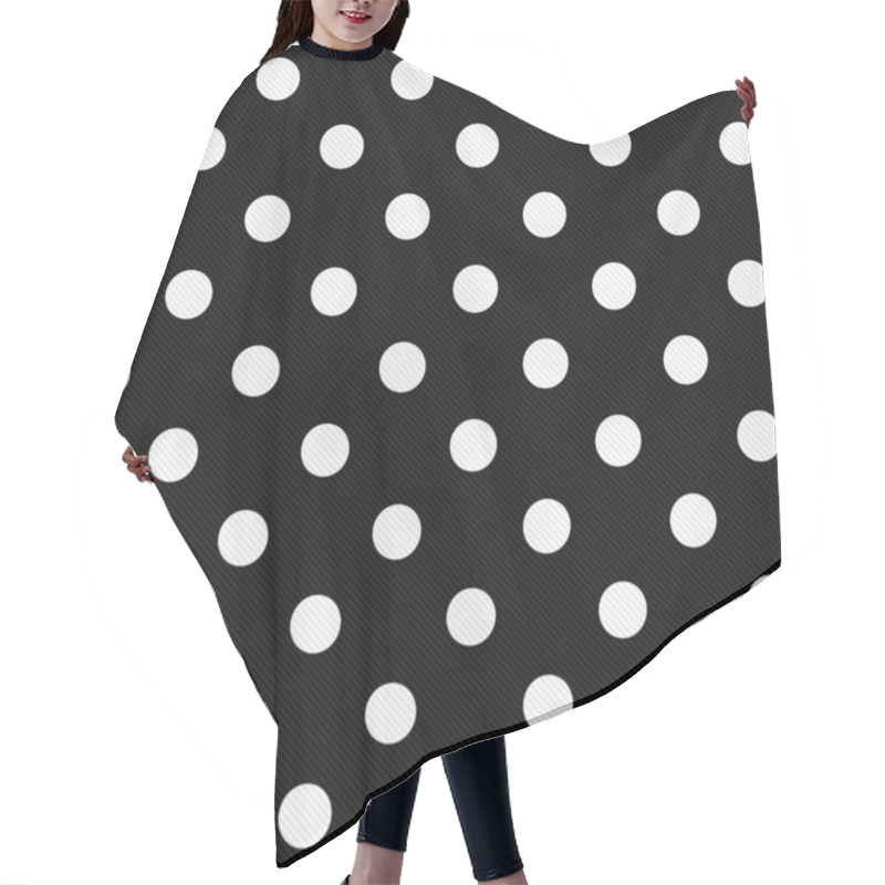 Personality  White Polka Dots On Black Textured Fabric Background Hair Cutting Cape