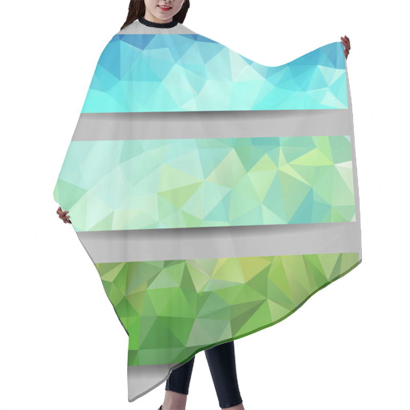 Personality  Set Of Banners With Abstract Triangles Hair Cutting Cape