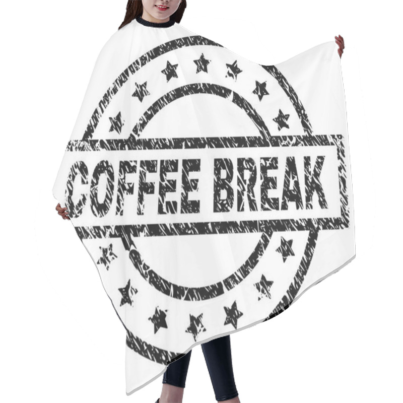 Personality  Scratched Textured COFFEE BREAK Stamp Seal Hair Cutting Cape