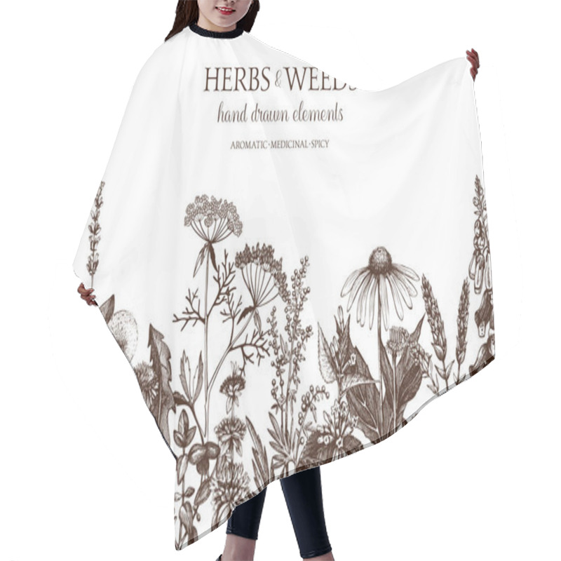 Personality  Hand Drawn Herbs And Weeds Illustration Hair Cutting Cape