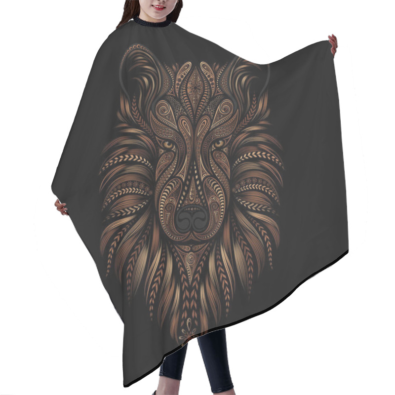 Personality  Symbol Of The New Year 2018. Brown Vector Dog From A Variety Of Ornaments On A Black Background Hair Cutting Cape