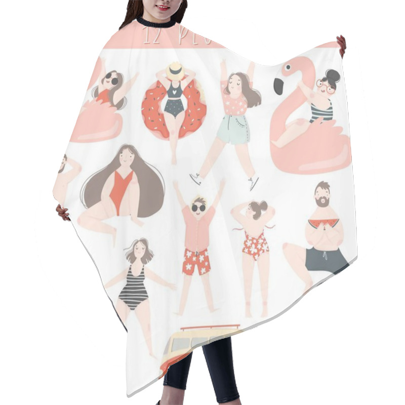 Personality  Summer Set Of People - Hand Drawn Elements  Hair Cutting Cape