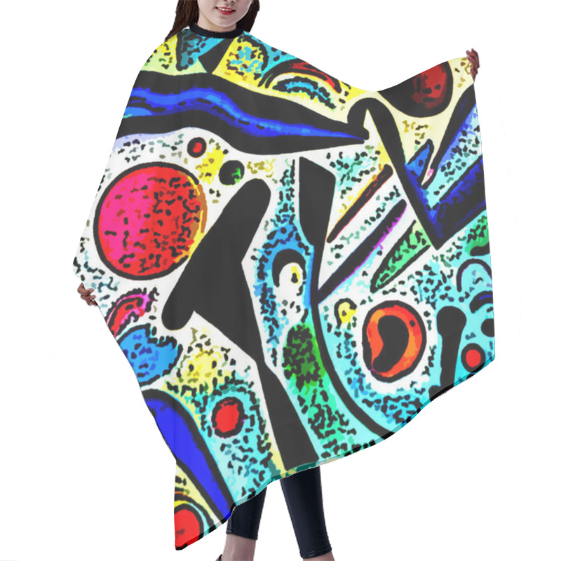 Personality  Fashionable Card With Abstract Shapes For Printing. Use For Cover, Wallpaper, Wall Art. Inspiration By Kandinsky's Art. Hair Cutting Cape