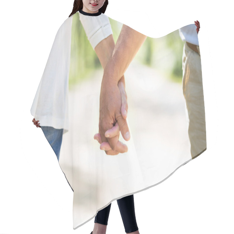 Personality  Senior Couple Holding Hands Hair Cutting Cape