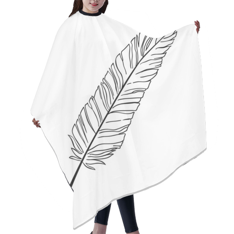 Personality  Hand Drawn Bird Feather. Vector Illustration Isolated On A White Background. Hair Cutting Cape