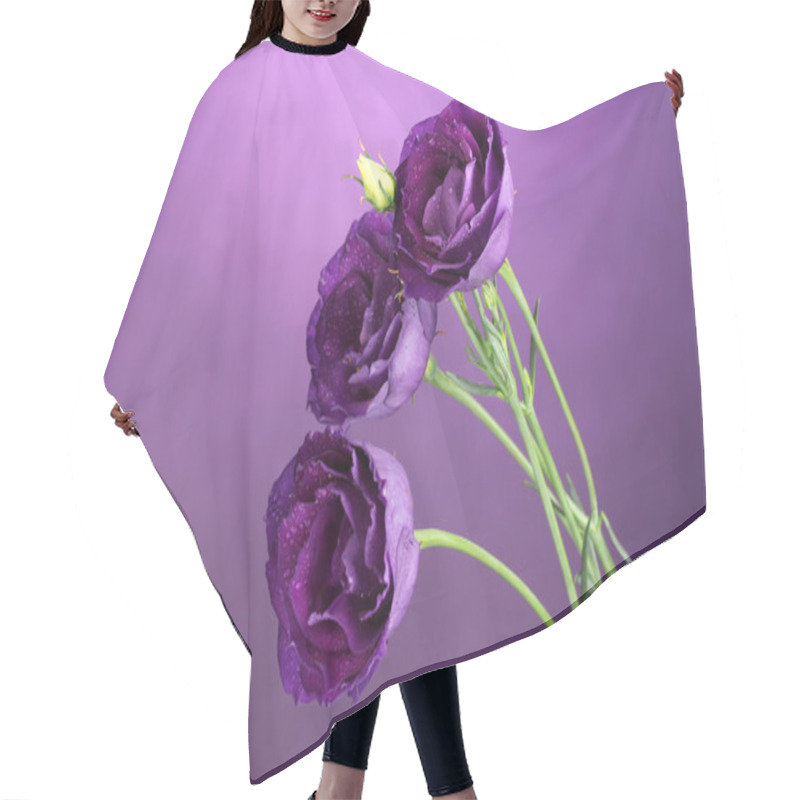 Personality  Purple Eustoma On Violet Background Hair Cutting Cape