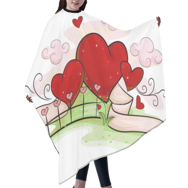 Personality  Valentine Hearts Hair Cutting Cape